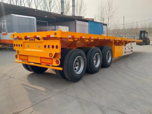 CIMC Nouveau véhicule à conteneurs en acier à trois essieux à planche plate et à squelette semi-remorque avec système de freinage Wabco