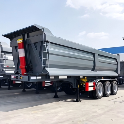 3 essieux 60 tonnes en forme de U Grey demi-tube remorque à bascule camion de décharge lourd