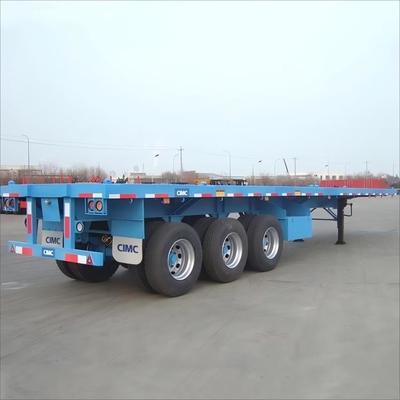 Container de transport de 40 pieds, trois essieux, 60 tonnes, semi-remorque à plat