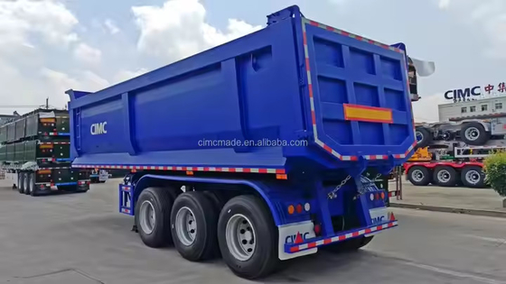 CIMC Camion hydraulique à décharge 3 essieux Axe avant pouvant être soulevé vers l'arrière Flip semi-remorque Camion à décharge à bascule latérale