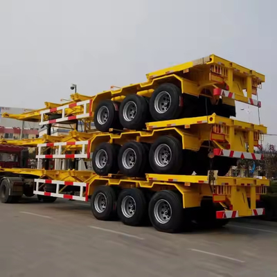 Acier à haute résistance à faible alliage 3 essieux 60T Charge utile 12 Unités Fermetures à tourner Skeleton Container Trailer