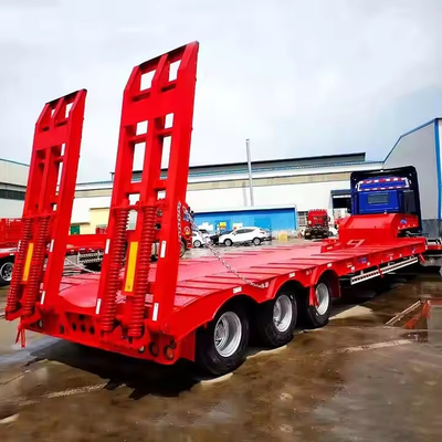 Chinois 3 axes 14m Transport Véhicules lourds Machines minières et forestières Semi-remorque à lit bas